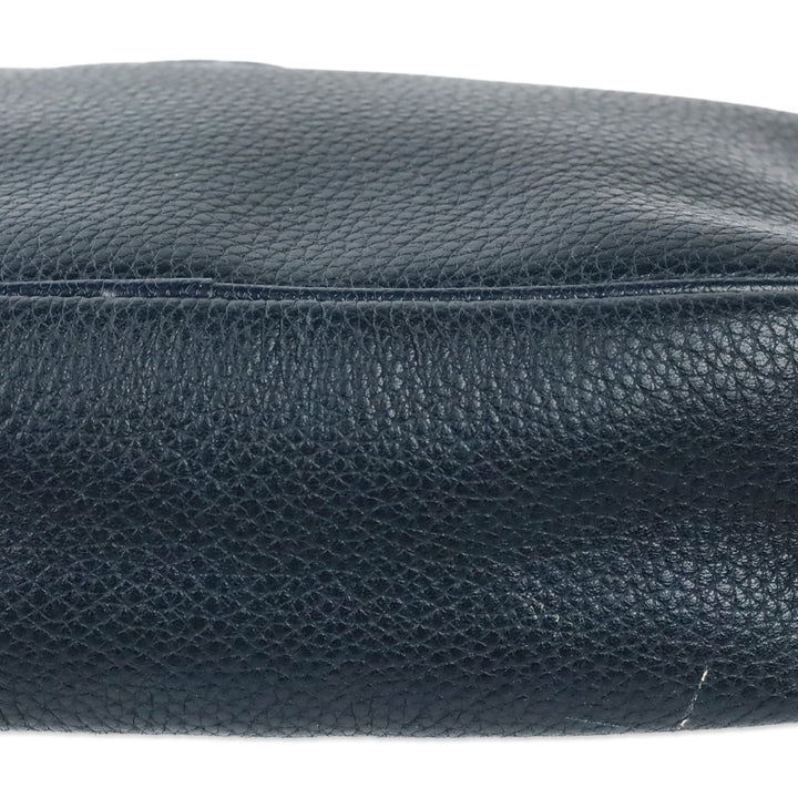 Longchamp Navy Grained Leather Camera Crossbody Bag