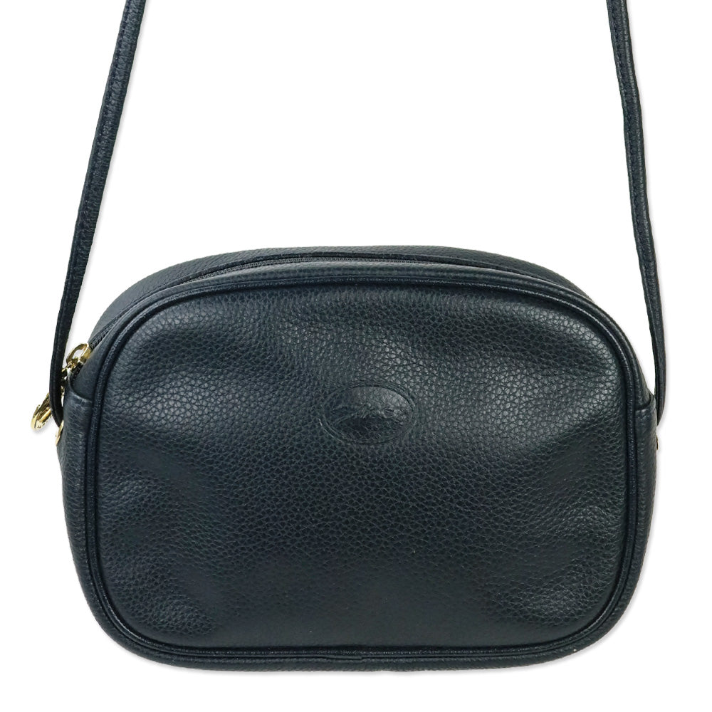 Longchamp Navy Grained Leather Camera Crossbody Bag