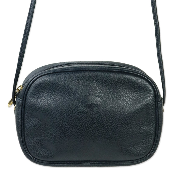 Longchamp Navy Grained Leather Camera Crossbody Bag