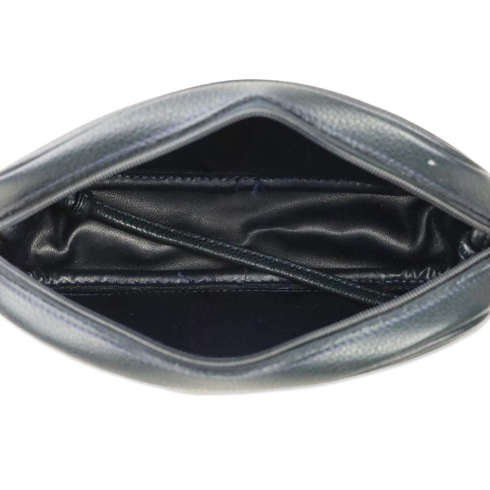 Longchamp Navy Grained Leather Camera Crossbody Bag