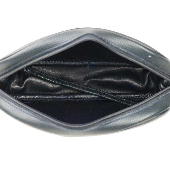 Longchamp Navy Grained Leather Camera Crossbody Bag