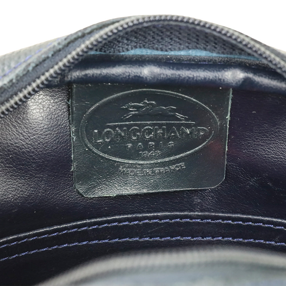 Longchamp Navy Grained Leather Camera Crossbody Bag