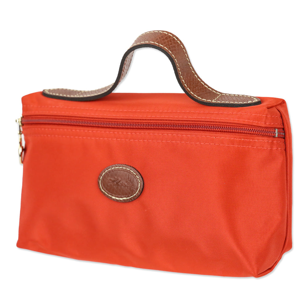 Longchamp Orange Nylon Zipper Pouch