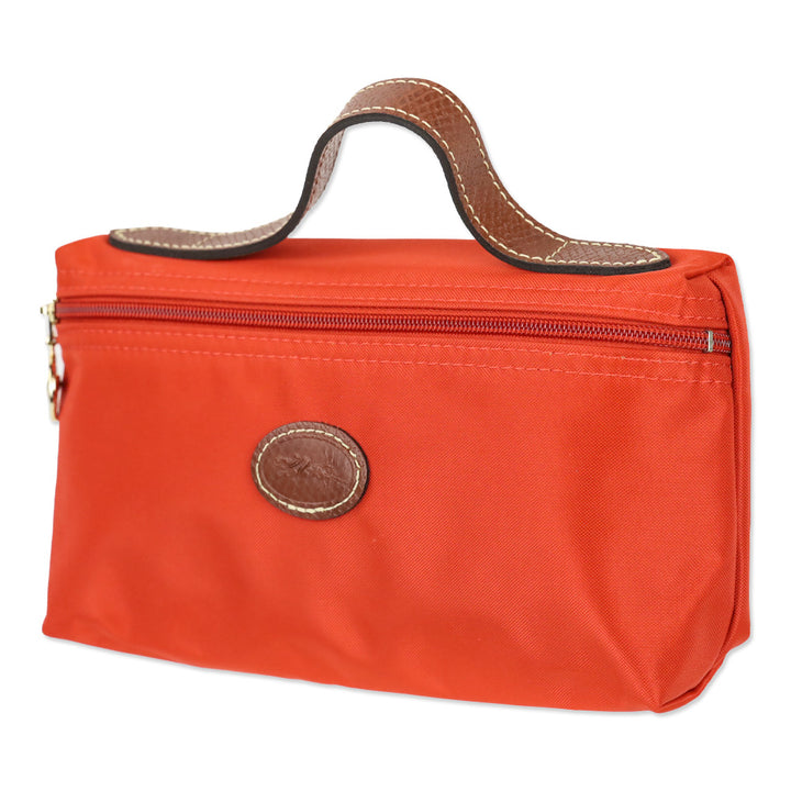 Longchamp Orange Nylon Zipper Pouch
