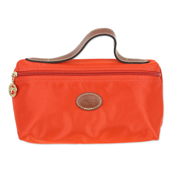 Longchamp Orange Nylon Zipper Pouch