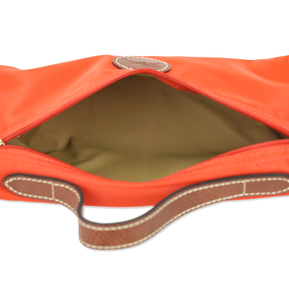 Longchamp Orange Nylon Zipper Pouch