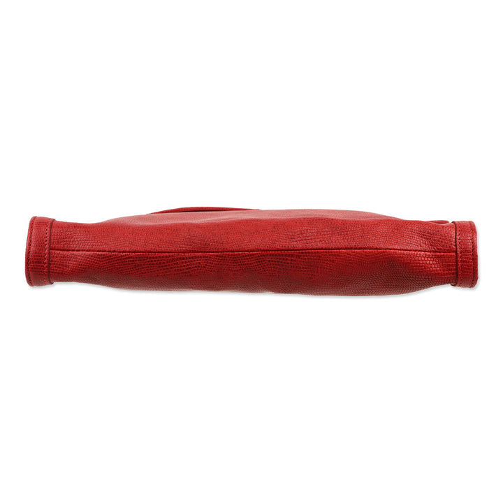 Longchamp Red Lizard Skin Large Clutch