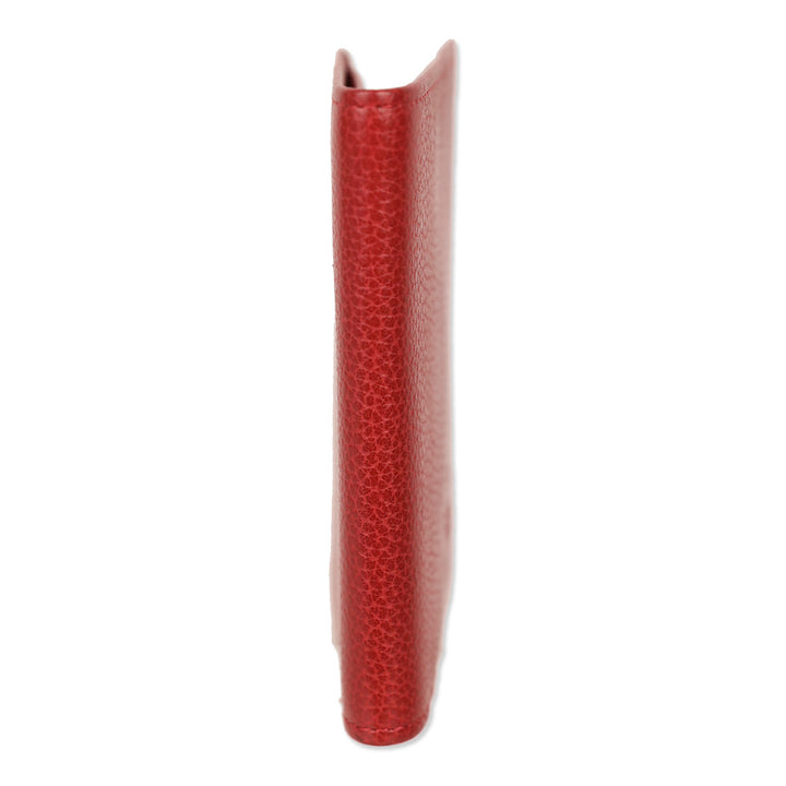 Longchamp Red Pebble Leather Small Card Wallet