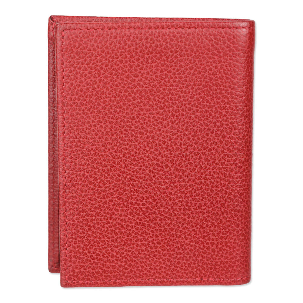 Longchamp Red Pebble Leather Small Card Wallet