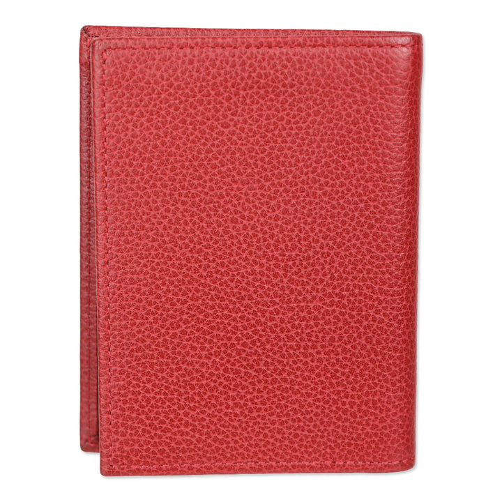 Longchamp Red Pebble Leather Small Card Wallet