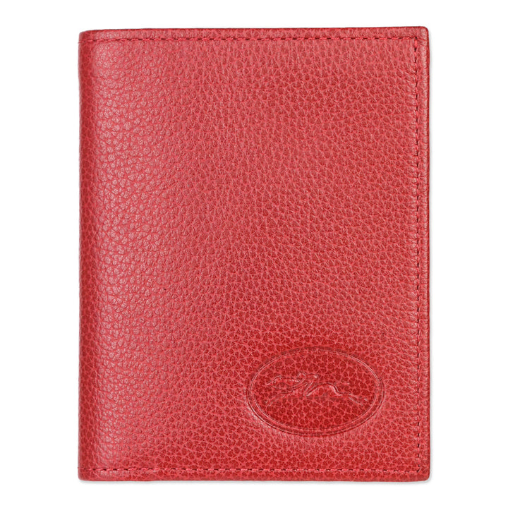 Longchamp Red Pebble Leather Small Card Wallet