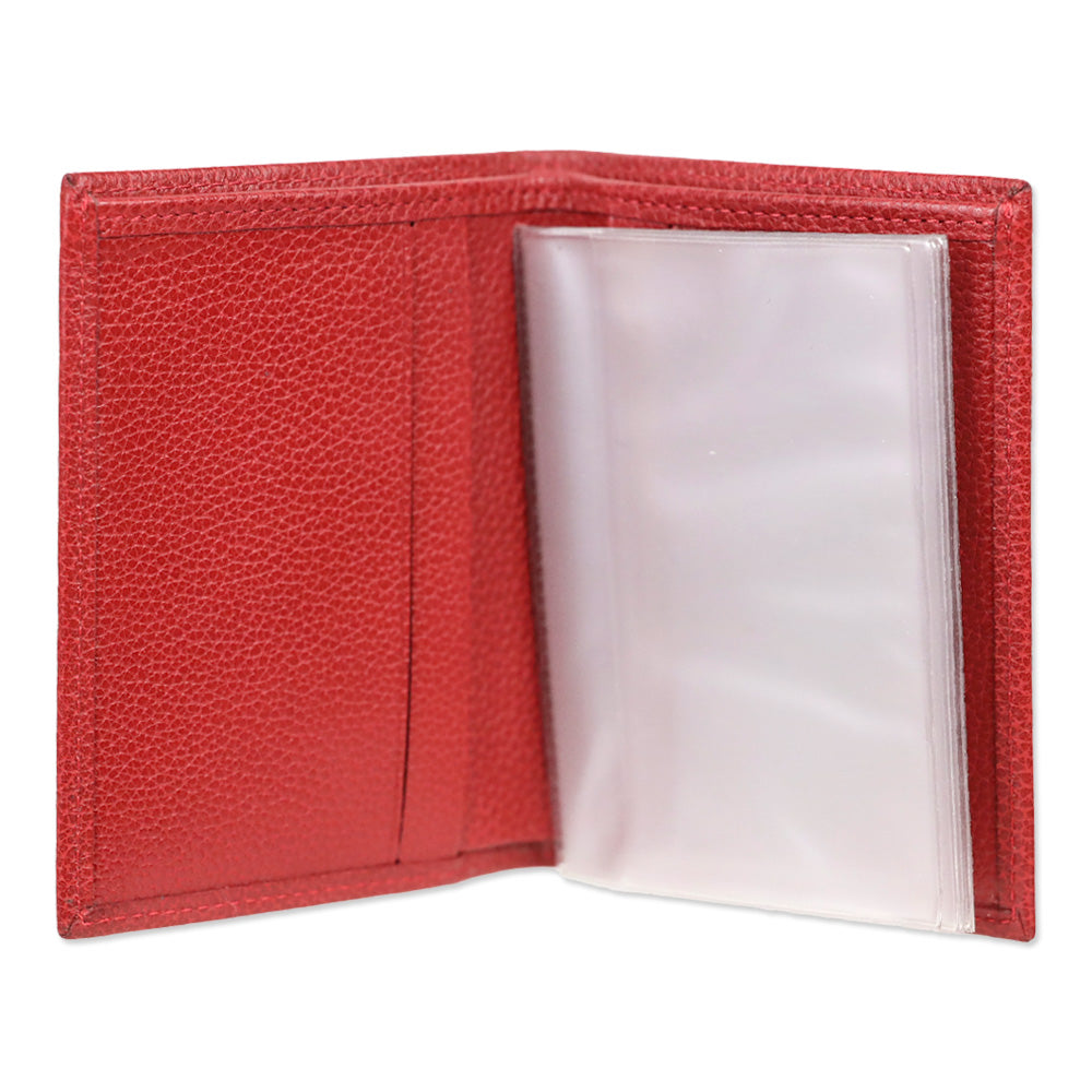 Longchamp Red Pebble Leather Small Card Wallet