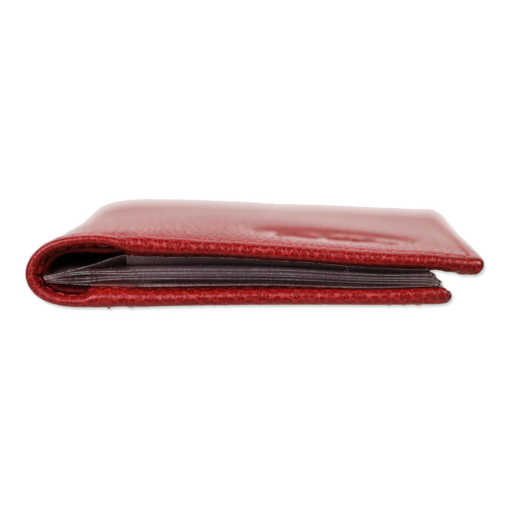 Longchamp Red Pebble Leather Small Card Wallet
