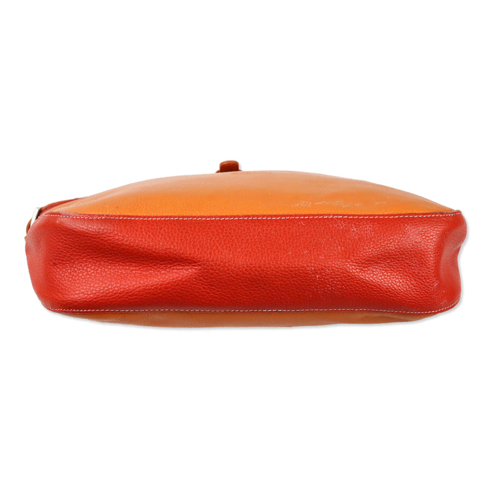 Longchamp Two-Tone Orange Leather Tote Bag