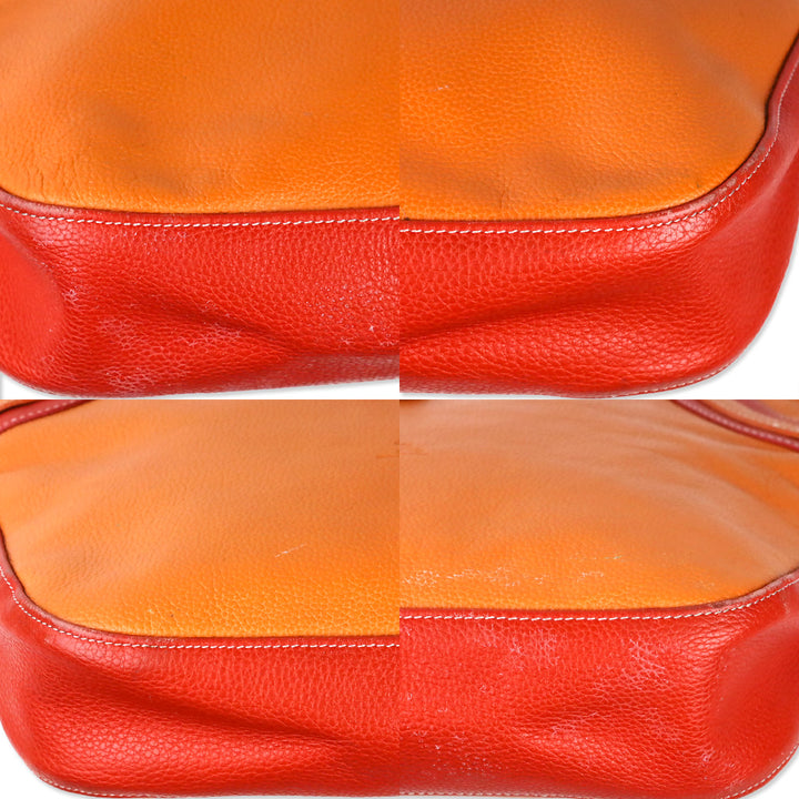 Longchamp Two-Tone Orange Leather Tote Bag