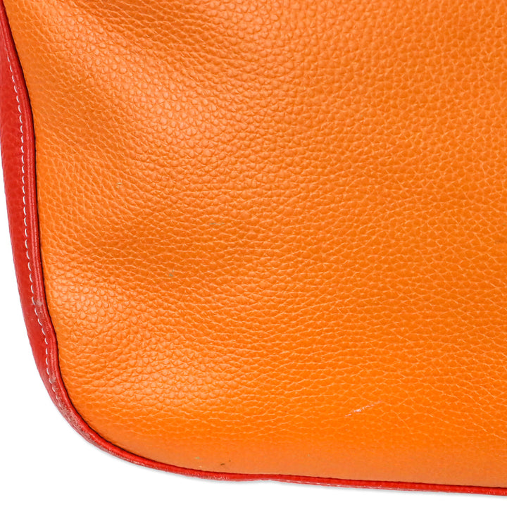 Longchamp Two-Tone Orange Leather Tote Bag