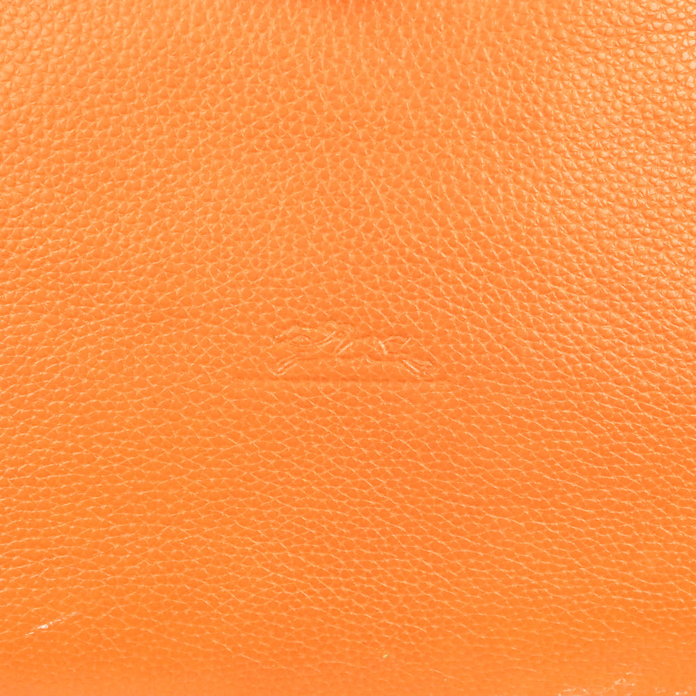 Longchamp Two-Tone Orange Leather Tote Bag