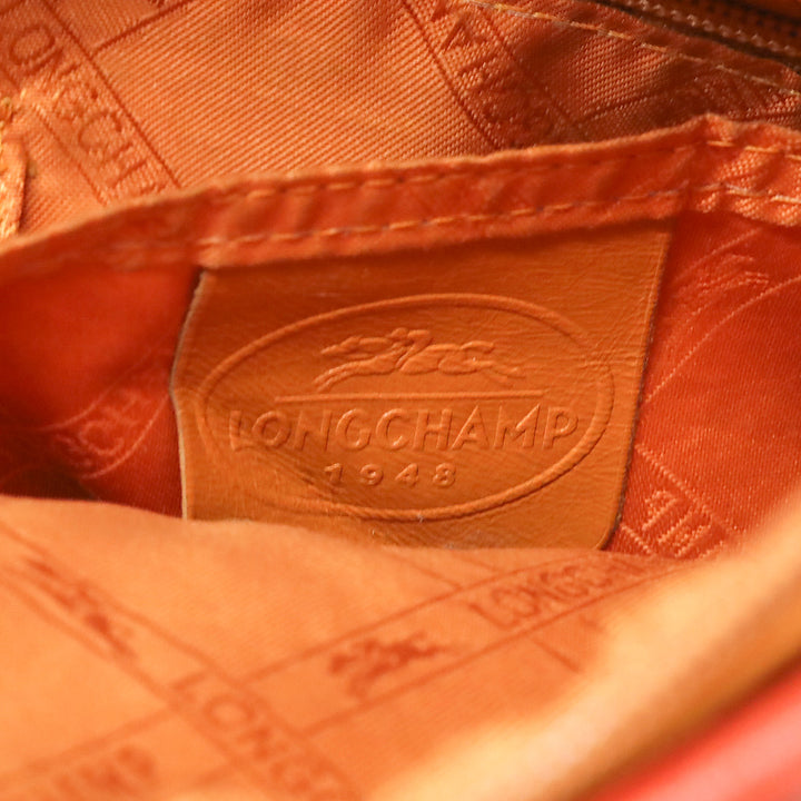 Longchamp Two-Tone Orange Leather Tote Bag