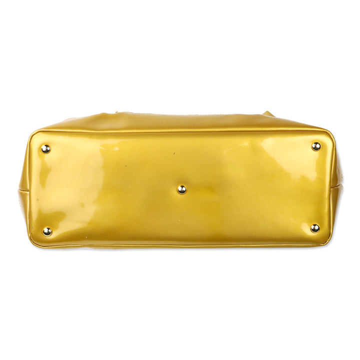 Longchamp Gold Crinkle Vernis Large Legende Verni Dome Satchel