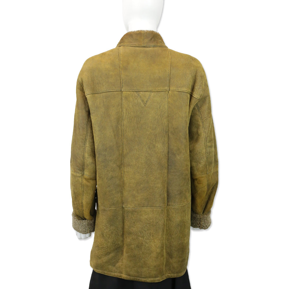 Loringhoven Tan Suede Shearling-Lined Double-Breasted Coat