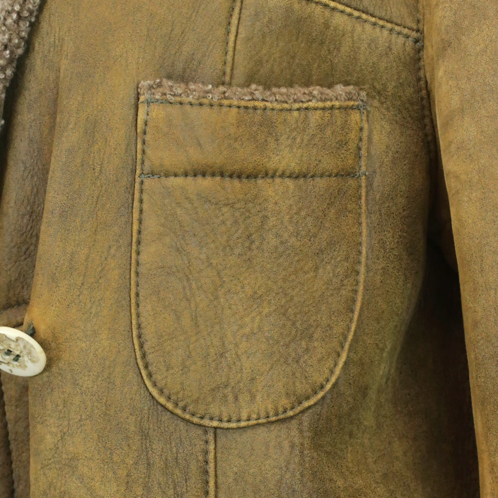 Loringhoven Tan Suede Shearling-Lined Double-Breasted Coat
