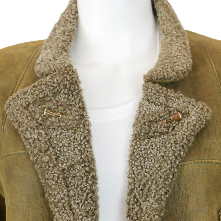 Loringhoven Tan Suede Shearling-Lined Double-Breasted Coat