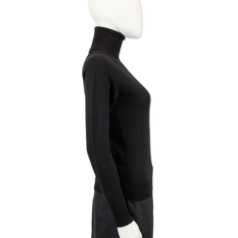Loro Piana Black Knit Cashmere Turtleneck Sweater