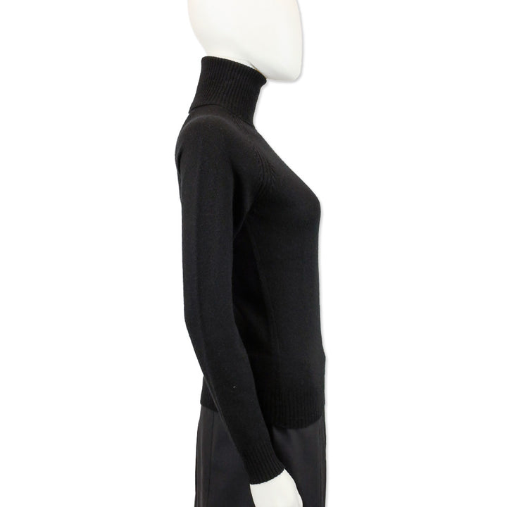 Loro Piana Black Knit Cashmere Turtleneck Sweater