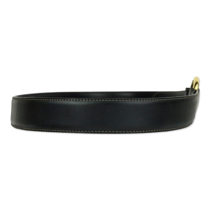 Loro Piana Black Leather Gold O-Ring Belt