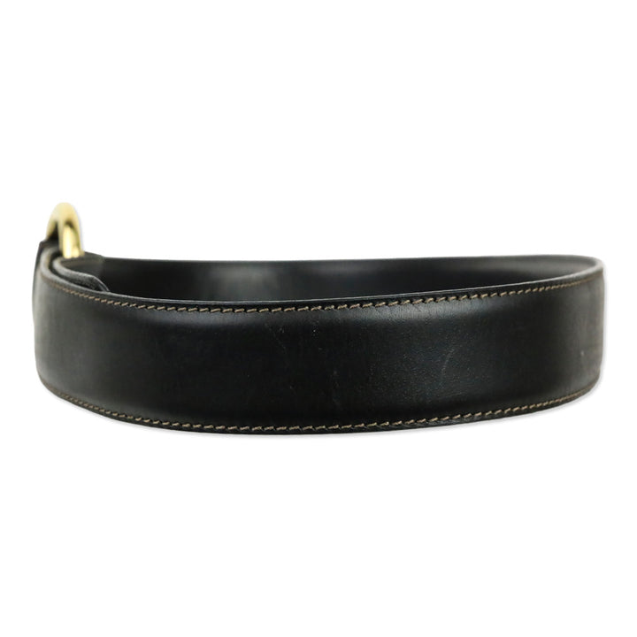 Loro Piana Black Leather Gold O-Ring Belt