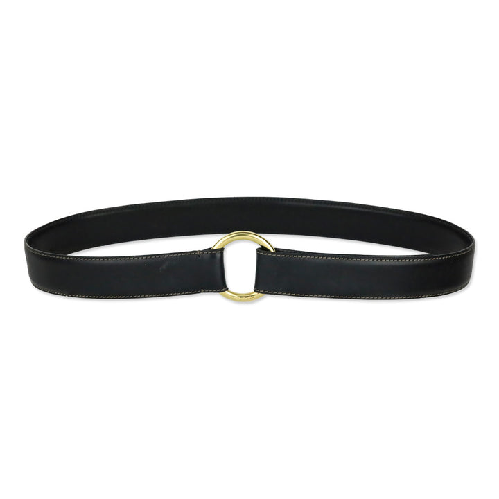 Loro Piana Black Leather Gold O-Ring Belt