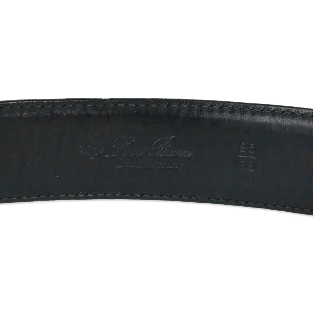 Loro Piana Black Leather Gold O-Ring Belt