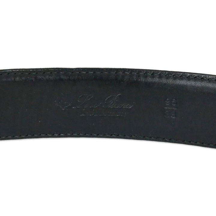 Loro Piana Black Leather Gold O-Ring Belt
