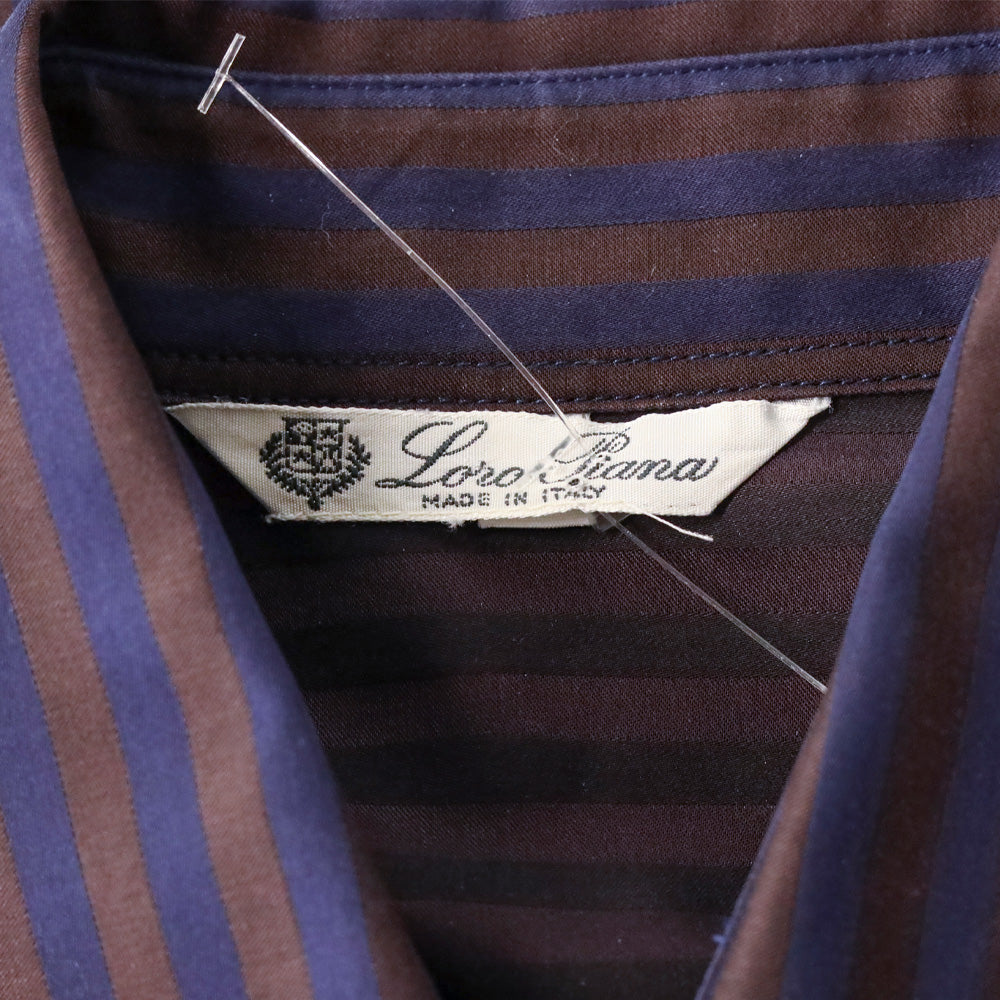 Loro Piana Blue/Brown Striped Cotton Button Up Shirt