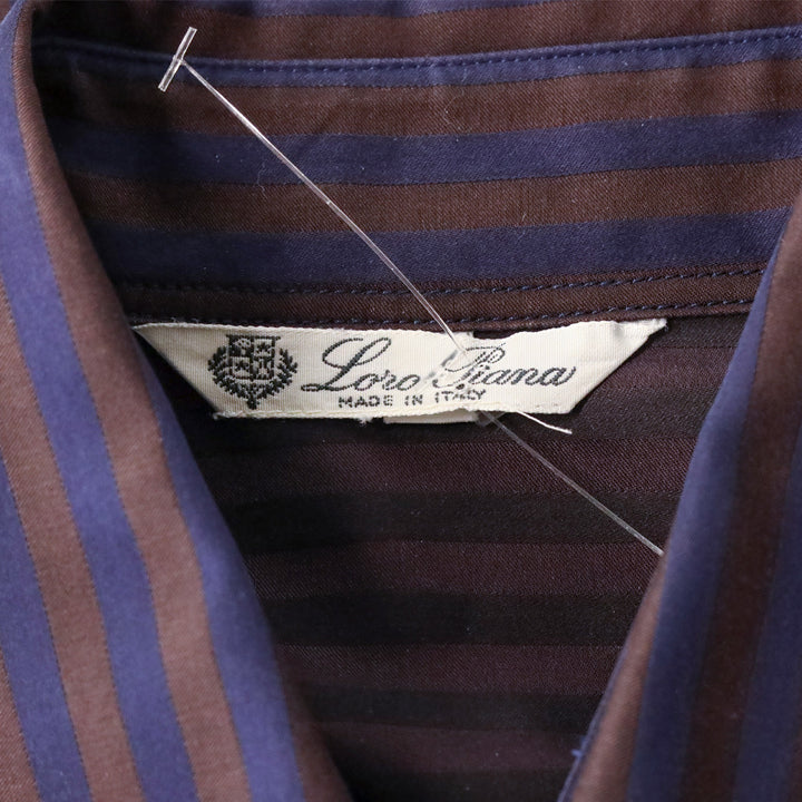 Loro Piana Blue/Brown Striped Cotton Button Up Shirt