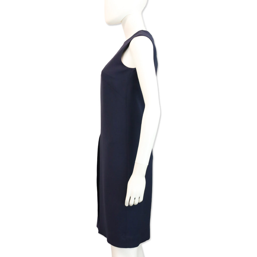 Loro Piana Brigit Navy Blue Wool & Silk Sleeveless Dress