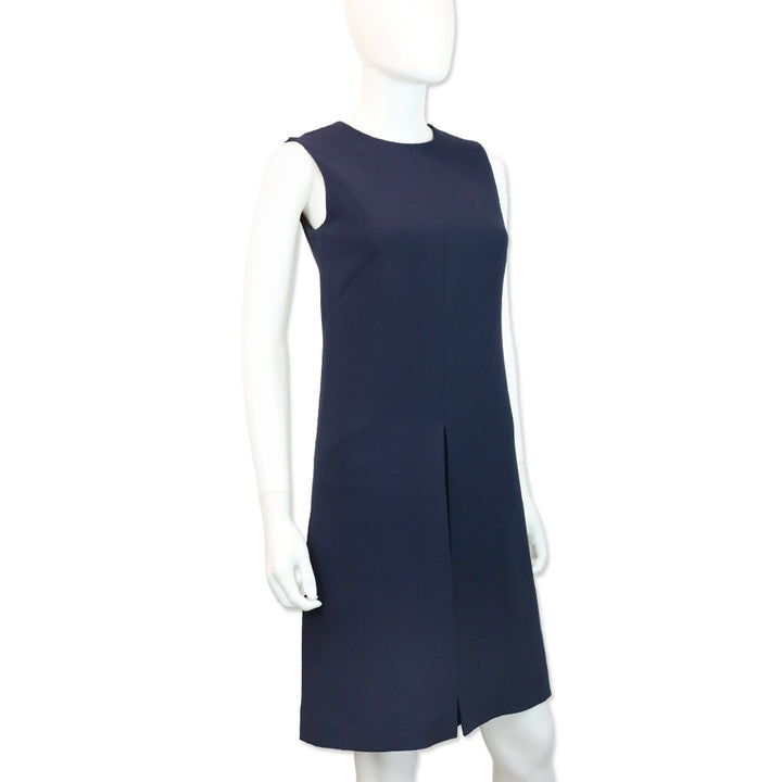 Loro Piana Brigit Navy Blue Wool & Silk Sleeveless Dress