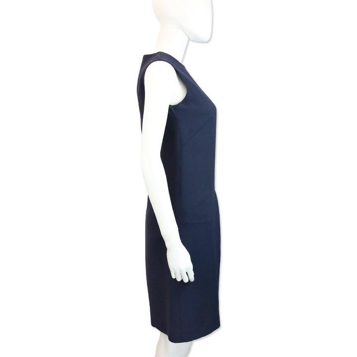 Loro Piana Brigit Navy Blue Wool & Silk Sleeveless Dress