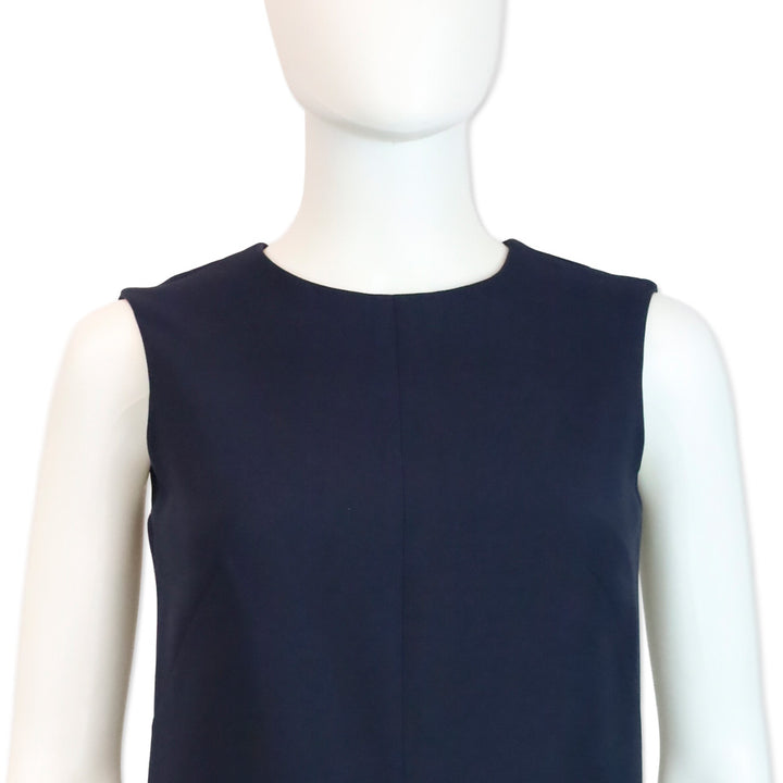 Loro Piana Brigit Navy Blue Wool & Silk Sleeveless Dress