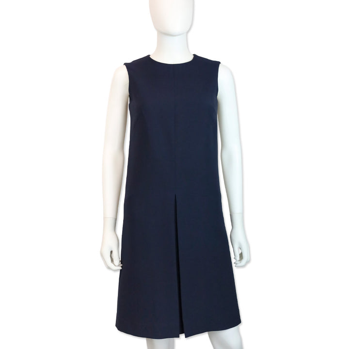 Loro Piana Brigit Navy Blue Wool & Silk Sleeveless Dress