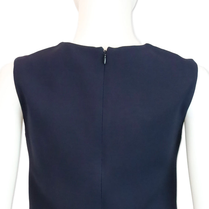 Loro Piana Brigit Navy Blue Wool & Silk Sleeveless Dress