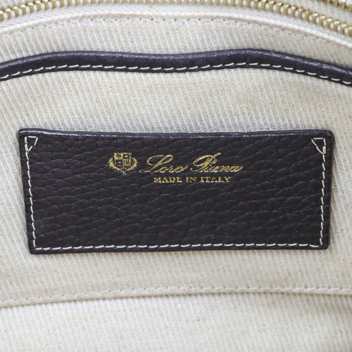 Loro Piana Brown Pebble Leather Globe Shoulder Bag