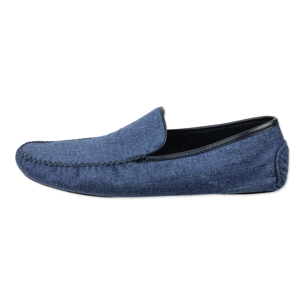 Loro Piana Federal Blue Tweed Silk and Cashmere Maurice Summer Slipper