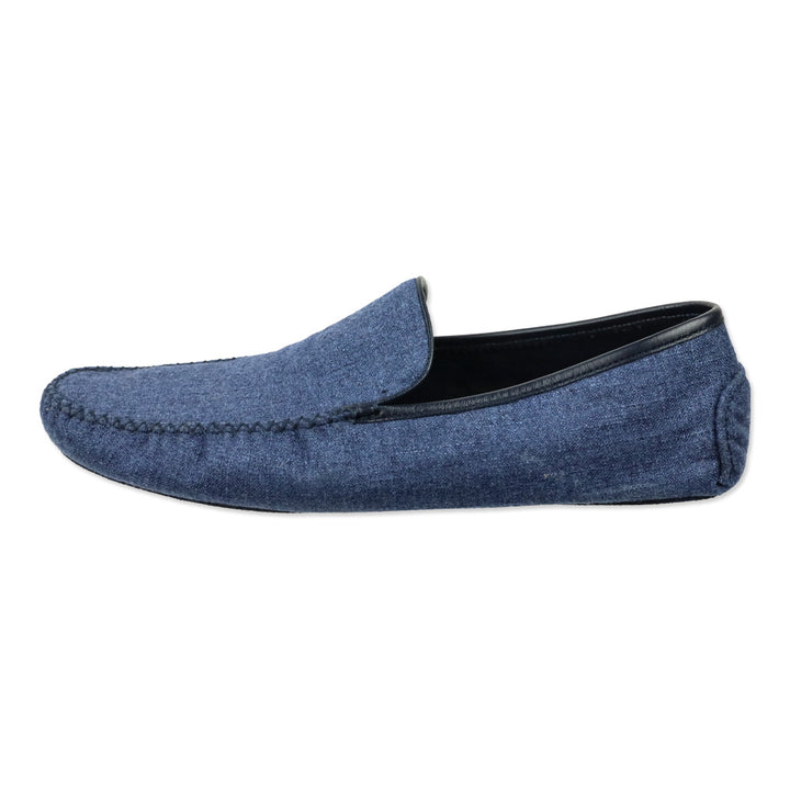 Loro Piana Federal Blue Tweed Silk and Cashmere Maurice Summer Slipper