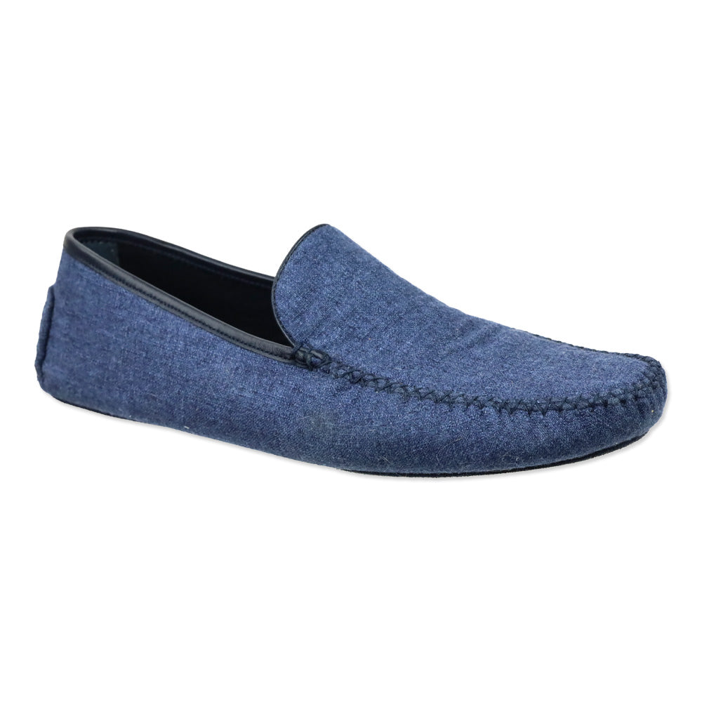 Loro Piana Federal Blue Tweed Silk and Cashmere Maurice Summer Slipper