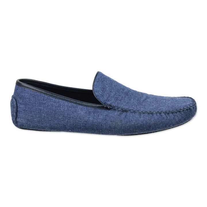 Loro Piana Federal Blue Tweed Silk and Cashmere Maurice Summer Slipper