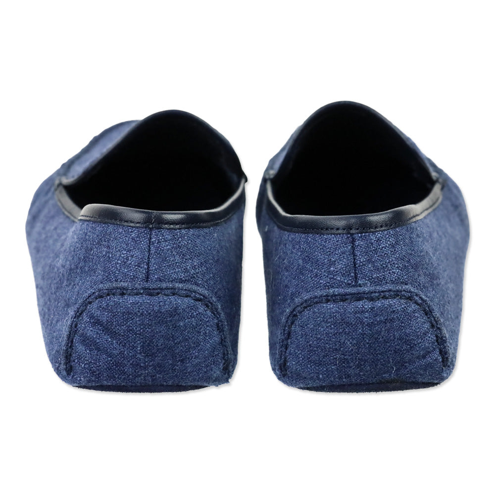 Loro Piana Federal Blue Tweed Silk and Cashmere Maurice Summer Slipper