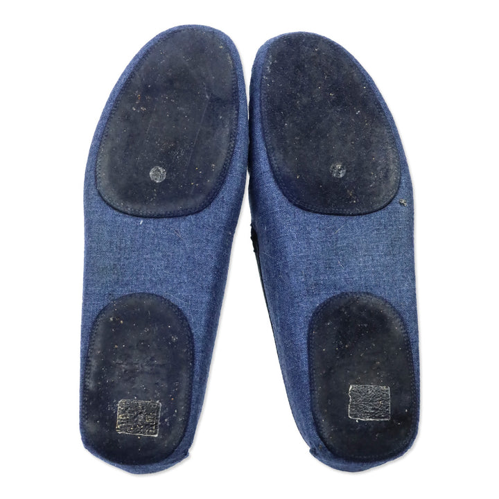 Loro Piana Federal Blue Tweed Silk and Cashmere Maurice Summer Slipper