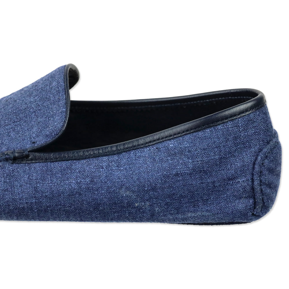 Loro Piana Federal Blue Tweed Silk and Cashmere Maurice Summer Slipper