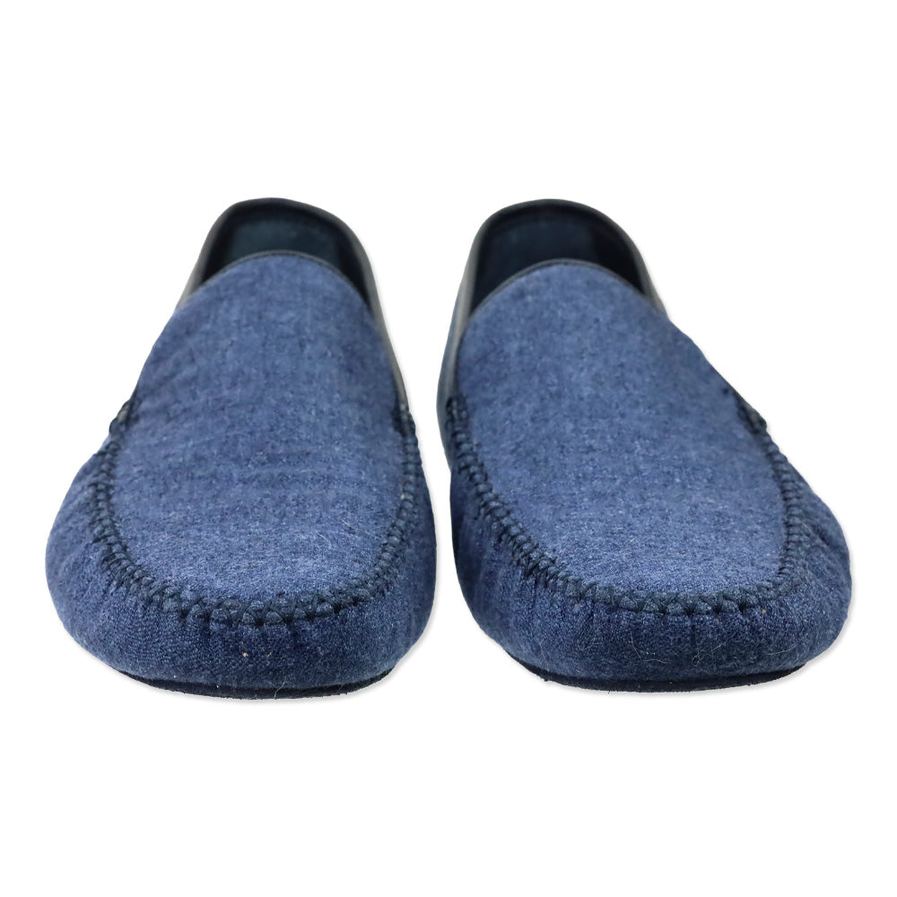 Loro Piana Federal Blue Tweed Silk and Cashmere Maurice Summer Slipper